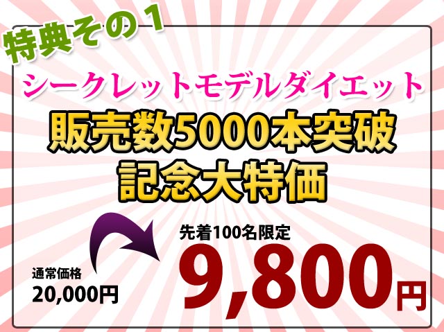 シークレットモデルダイエット販売数5000本突破記念大特価！